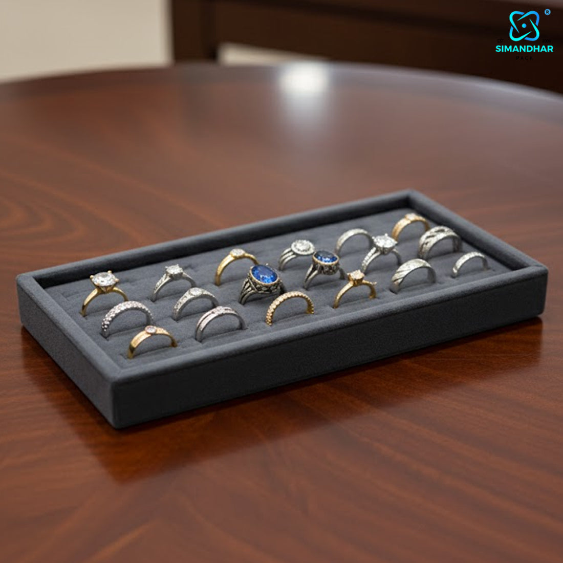 Soft Velvet Ring Storage Tray for Jewellery Organization