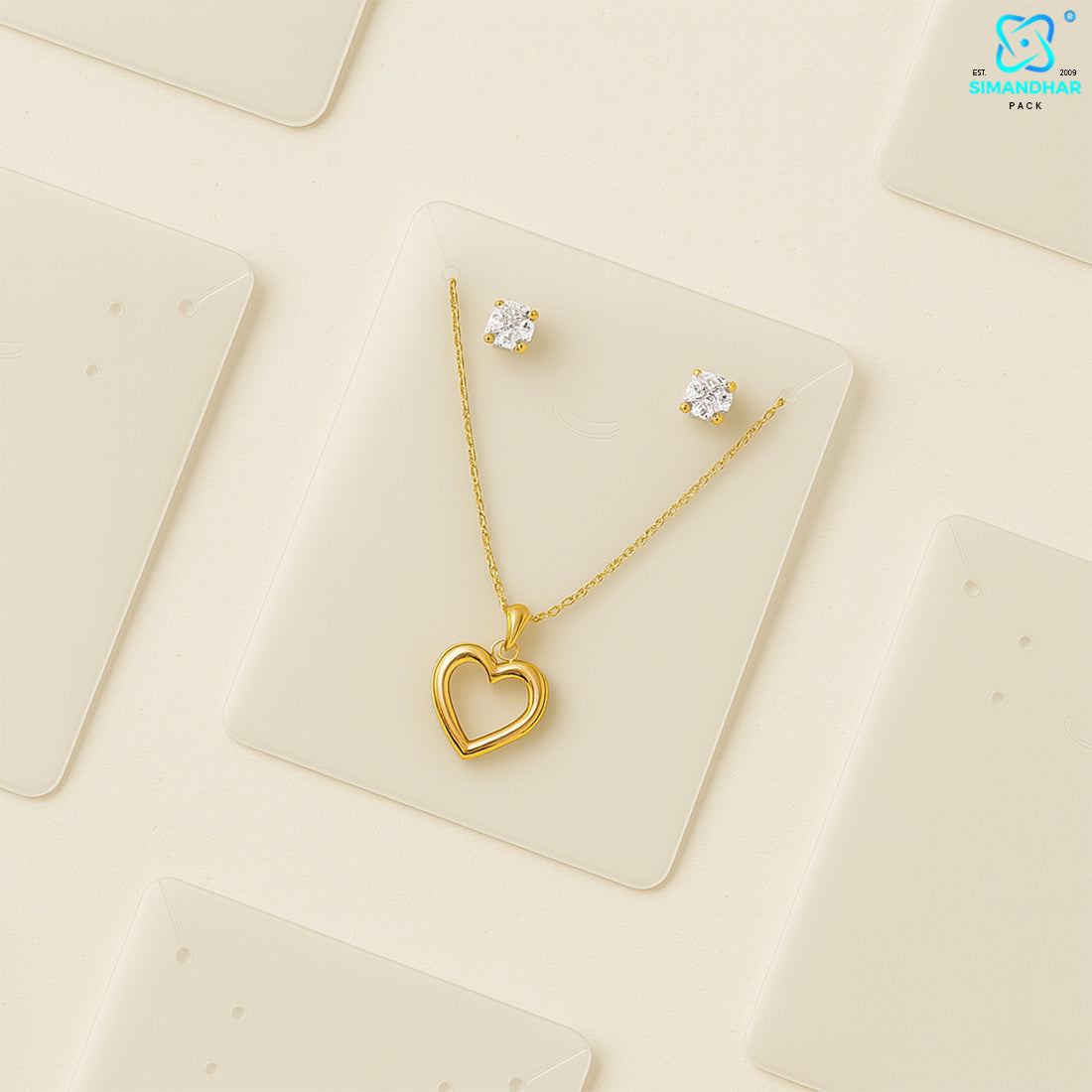 Elegant Cream Fashion Jewellery Set Card – Necklace & Earrings Holder