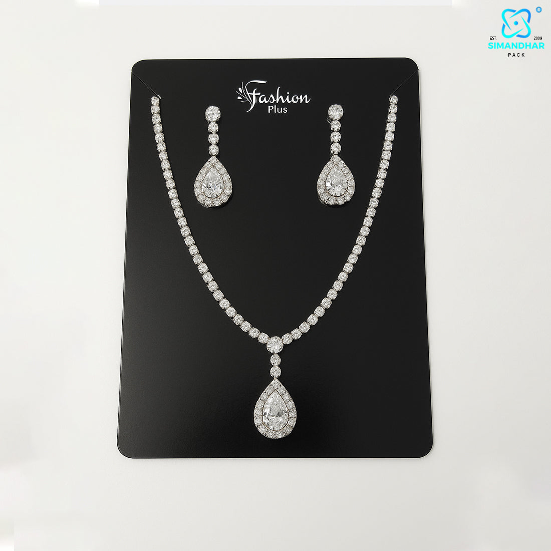 Transparent Plastic JewelaBlack Jewellery Display Card – Plastic Set Card for Earrings & Necklacelery Storage Box with Soft White Cushion Cotton Padding for Protection (Copy)