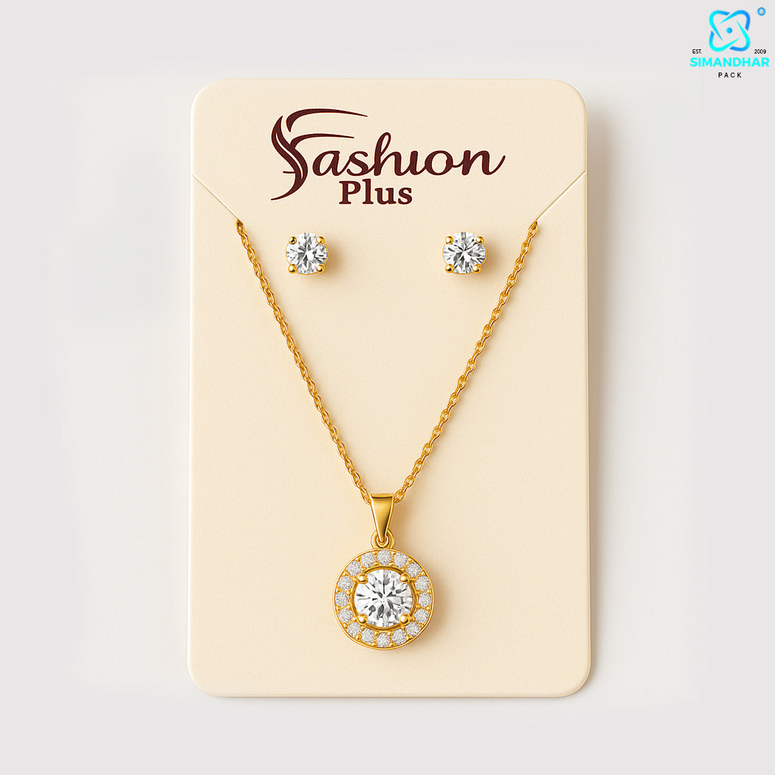 Elegant Cream Fashion Jewellery Set Card – Necklace & Earrings Holder
