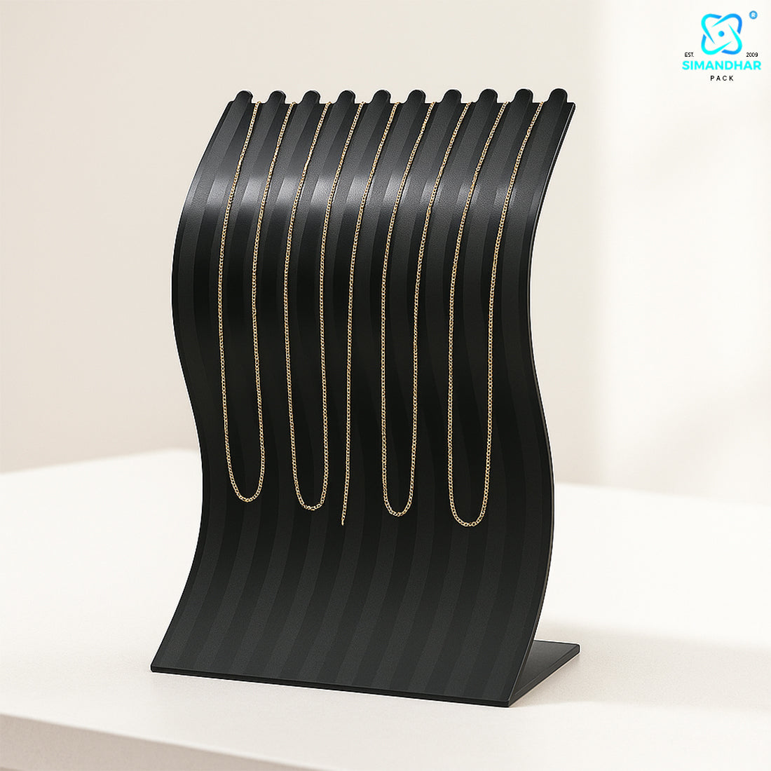 Elegant Curved Chain Mala Stand – Premium Necklace & Mala Display Organizer