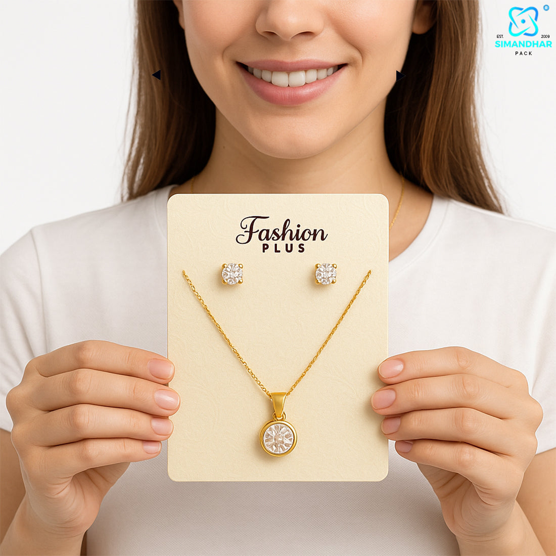 Elegant Cream Fashion Jewellery Set Card – Necklace & Earrings Holder