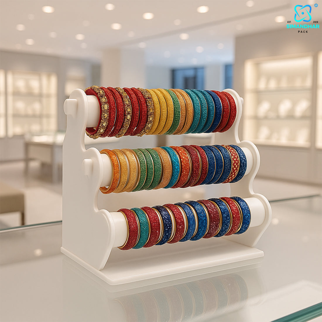 Black Plastic 3 Roll Jewelry Bangle Display Stand Holder For Jewelry Storage And Jewelry Shop