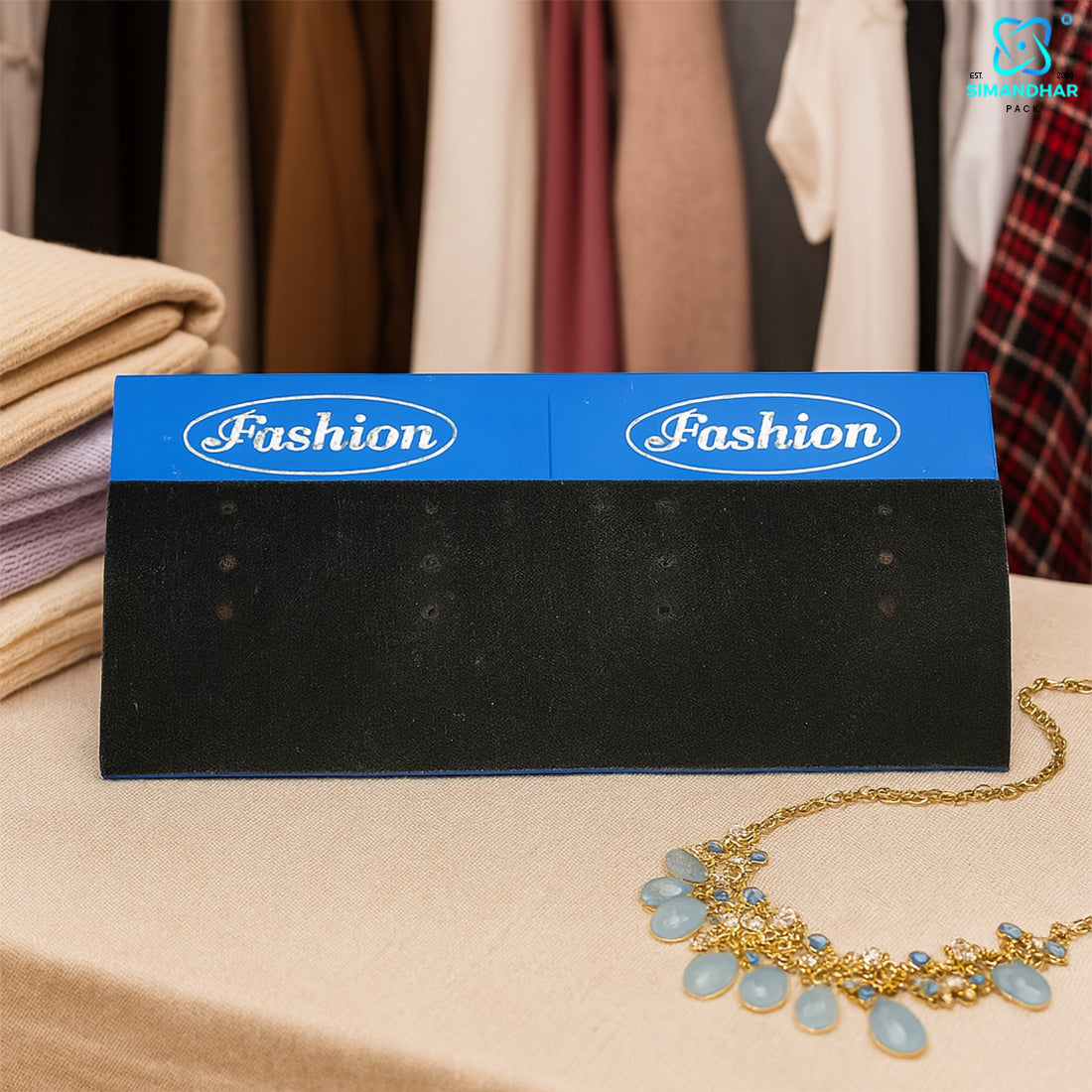Elegant Blue Velvet Earrings Display Card for Retail & Gifting
