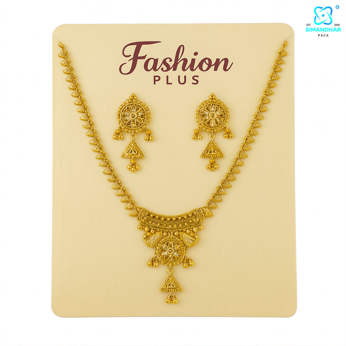 Elegant Cream Fashion Jewellery Set Card – Necklace & Earrings Holder