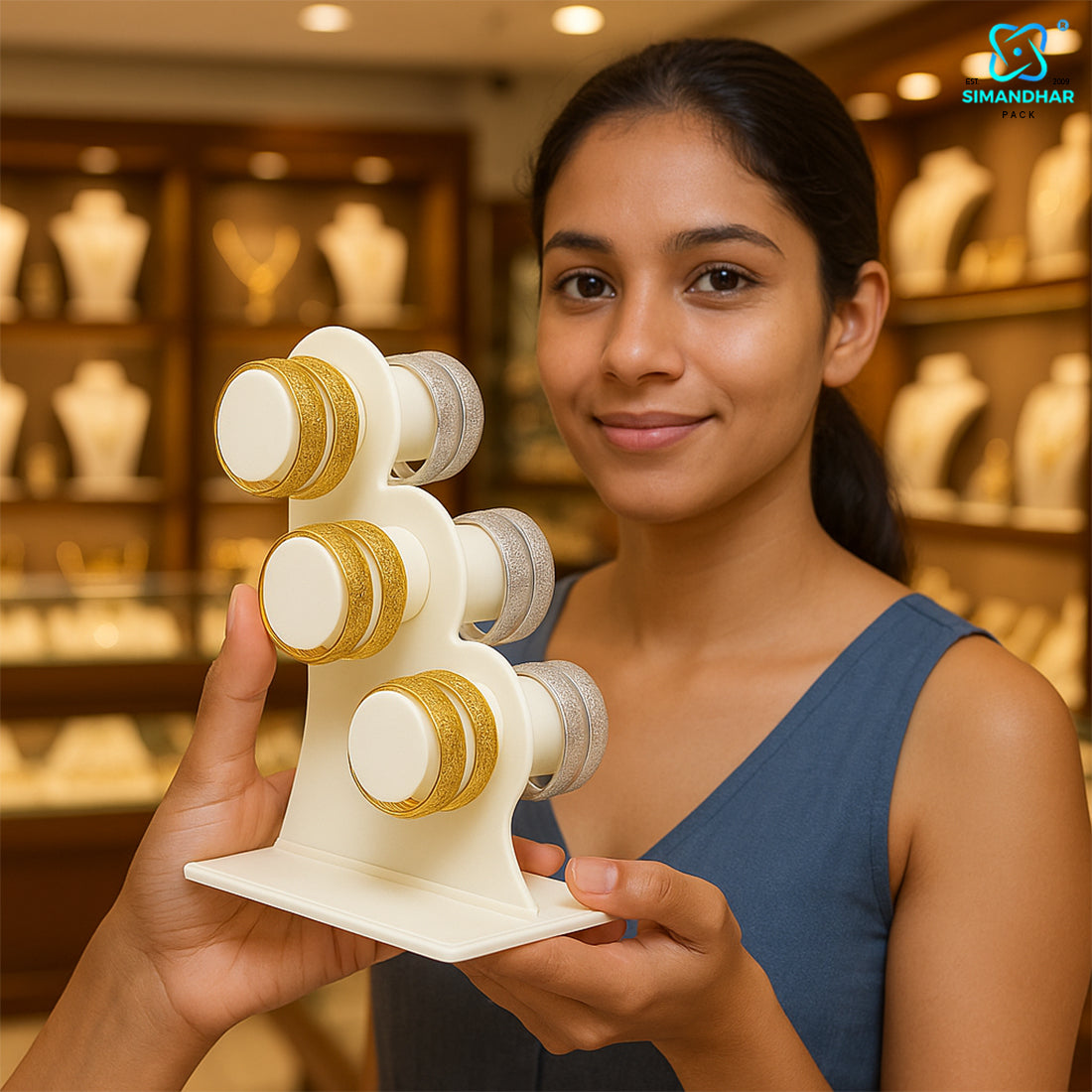 white Plastic 3 Roll Jewelry Bangle Display Stand Holder For Jewelry Storage And Jewelry Shop