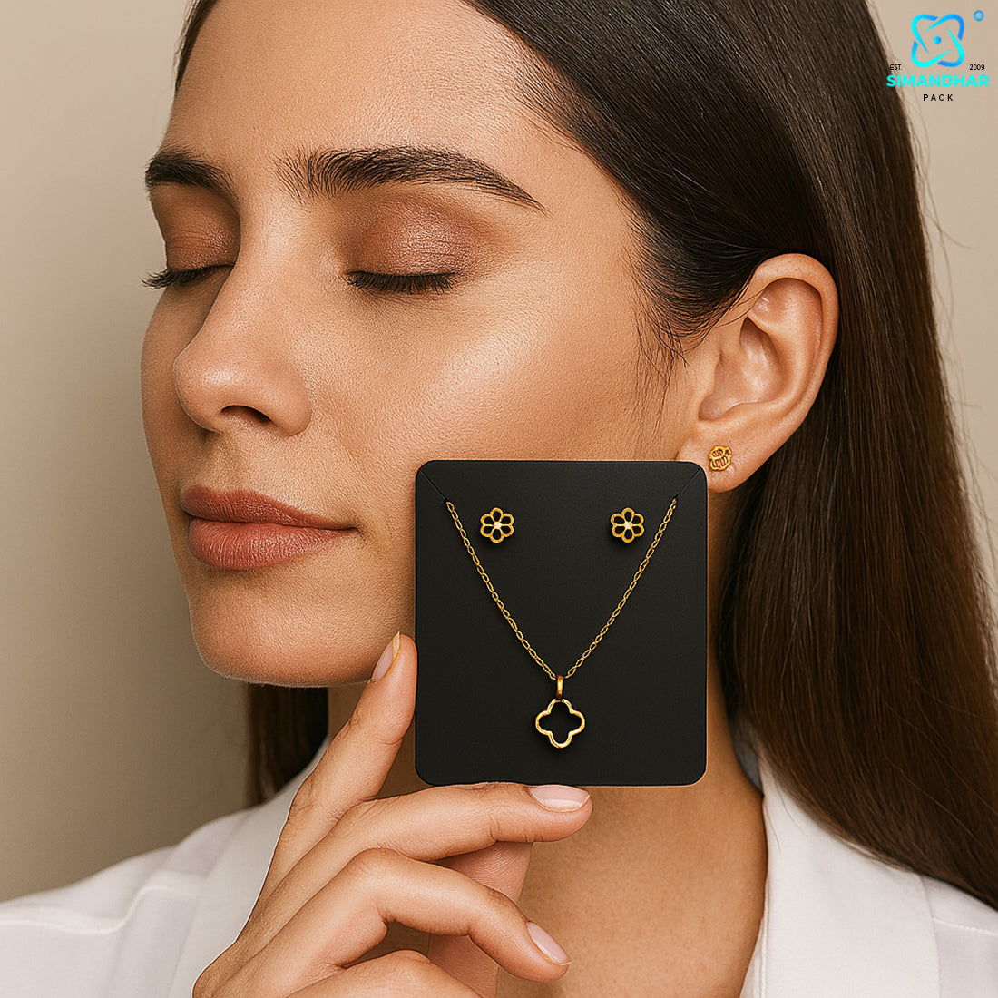 Fashion Jewellery Set Card in Black for Elegant Packaging