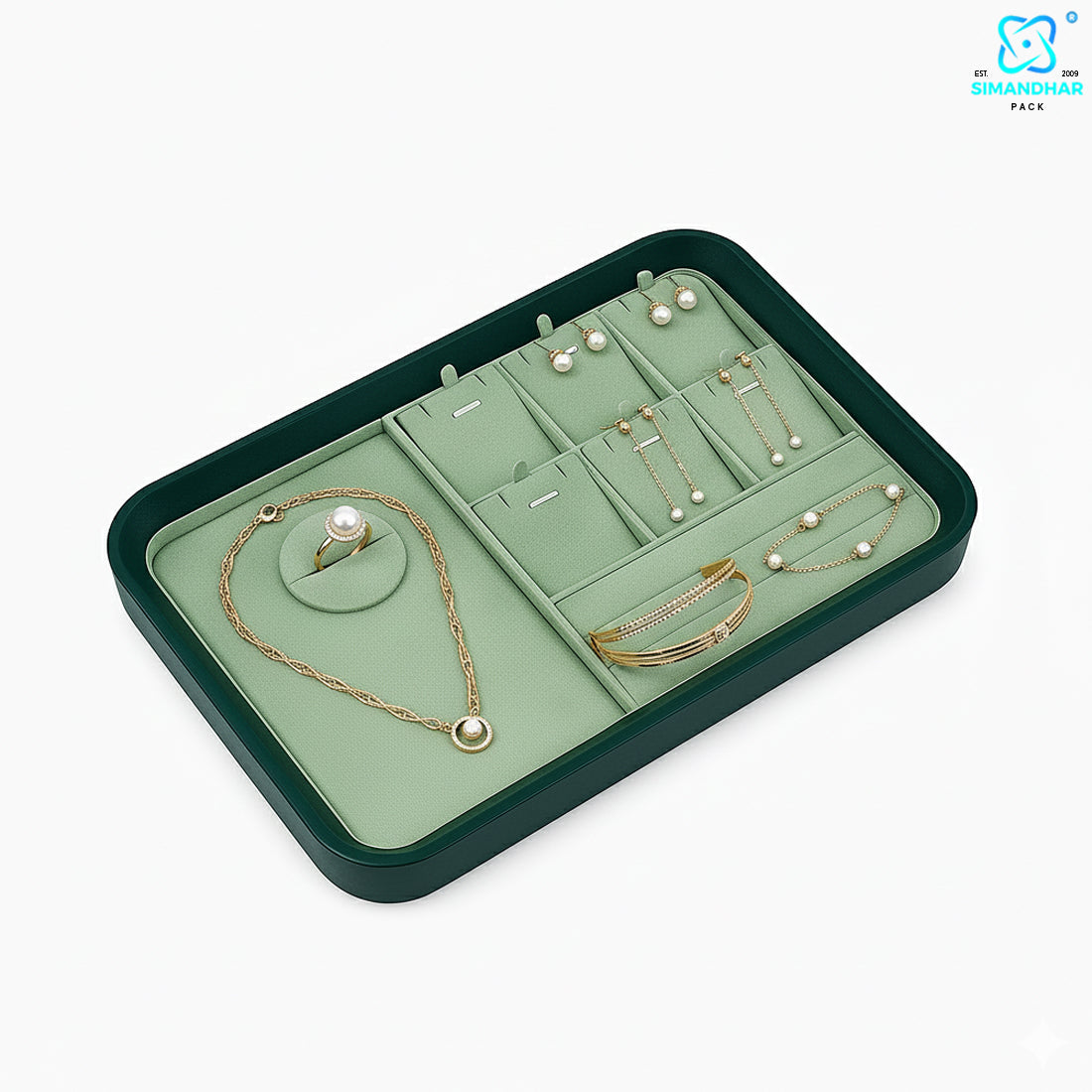 Green Necklace Display Tray | Pendant & Chain Jewellery Organizer