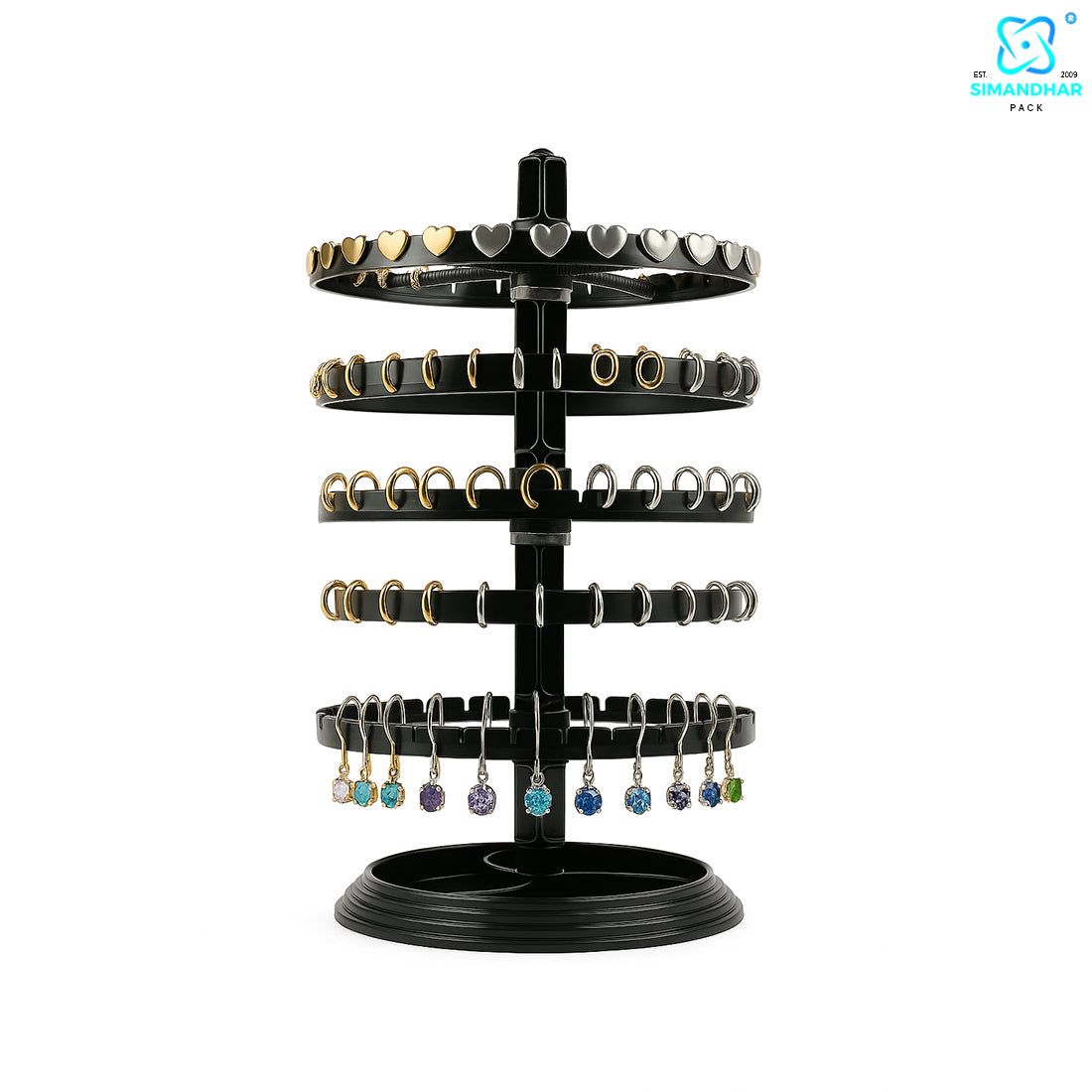 Rotating Round Plastic Stand for Earrings & Studs