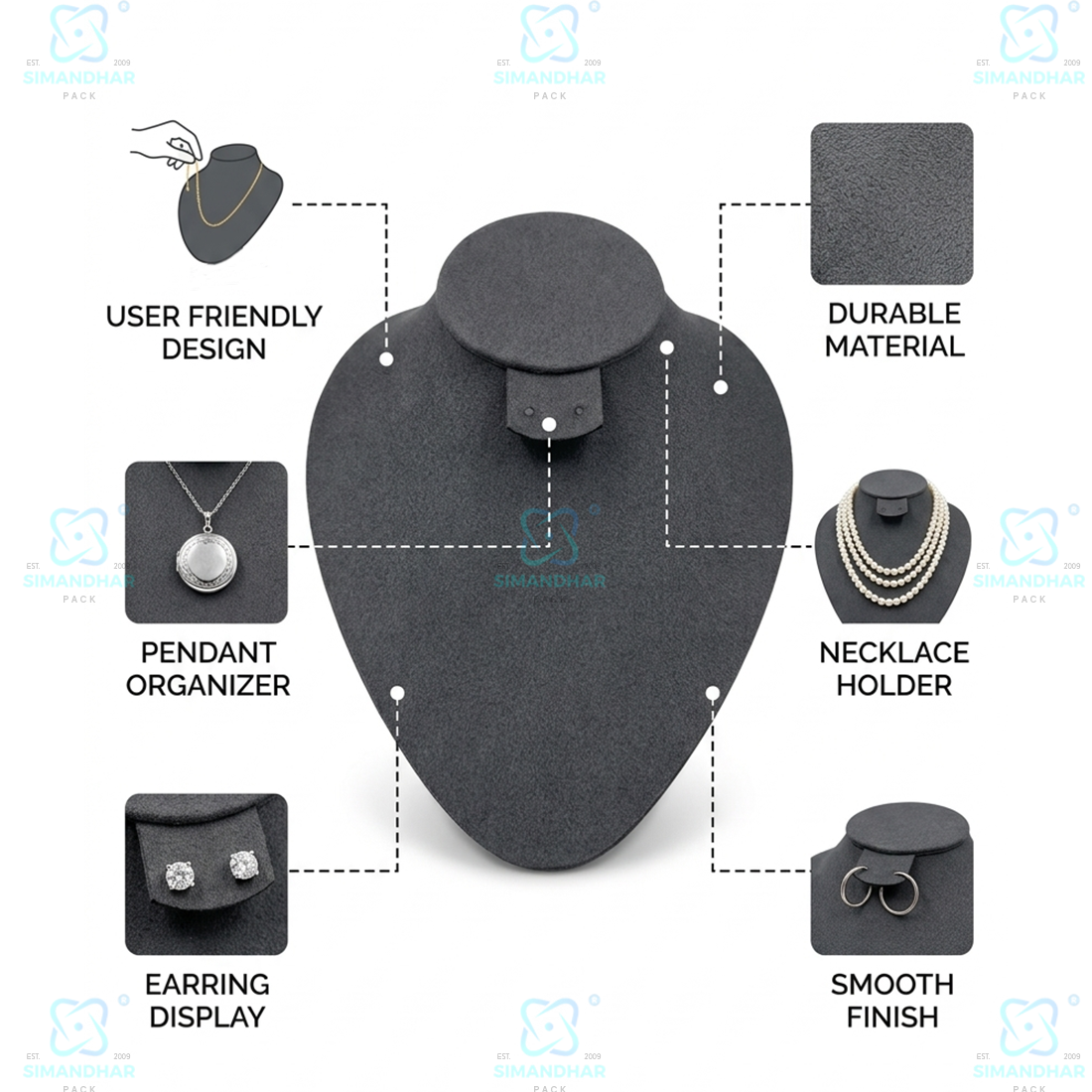 Premium Jewellery Display Dummy Neck Stand – Elegant Necklace Holder