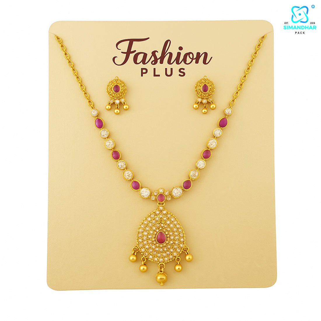 Elegant Cream Fashion Jewellery Set Card – Necklace & Earrings Holder