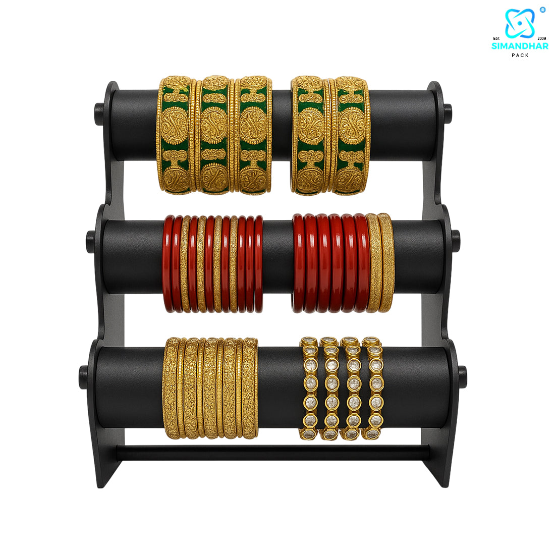Black Plastic 3 Roll Jewelry Bangle Display Stand Holder For Jewelry Storage And Jewelry Shop