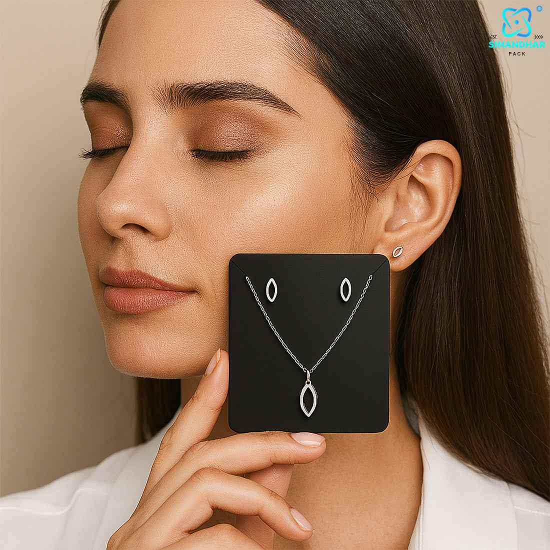 Fashion Jewellery Set Card in Black for Elegant Packaging