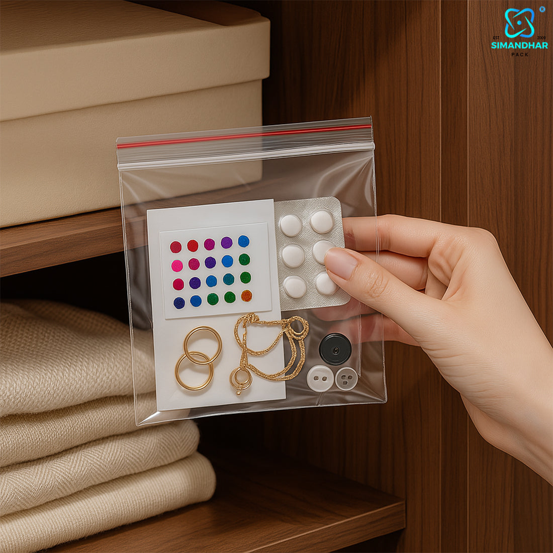 Transparent Zip Lock Bag for Food and Jewellery Packaging