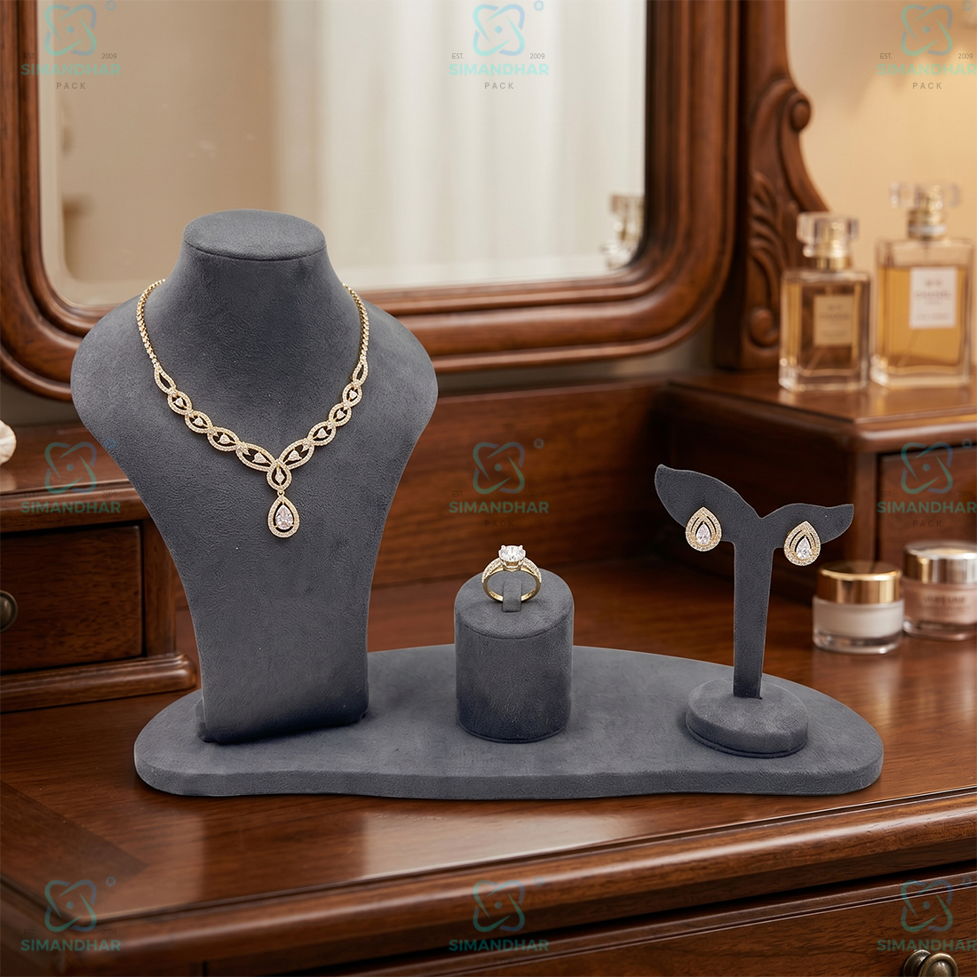 Multipurpose Velvet Leather Jewellery Combo Set | Premium Display for Ring Earring