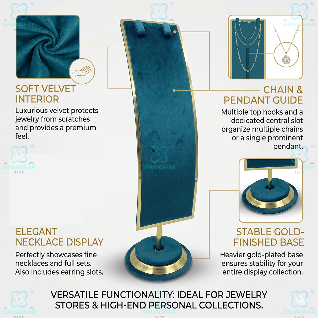 Luxury Velvet Jewellery Bust Stand for Necklace and Pendant Collection