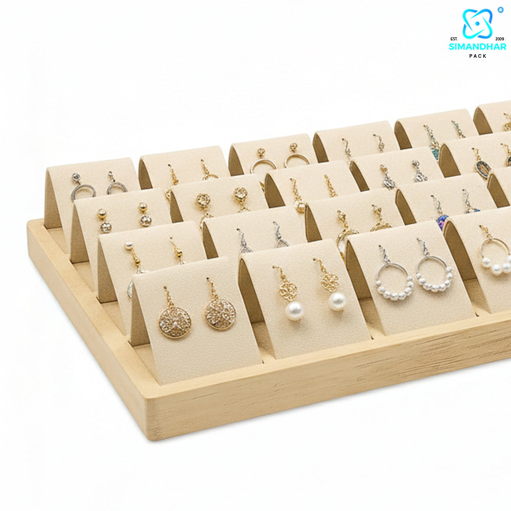 Stylish Cream Jewellery Tray for Earrings Showcase