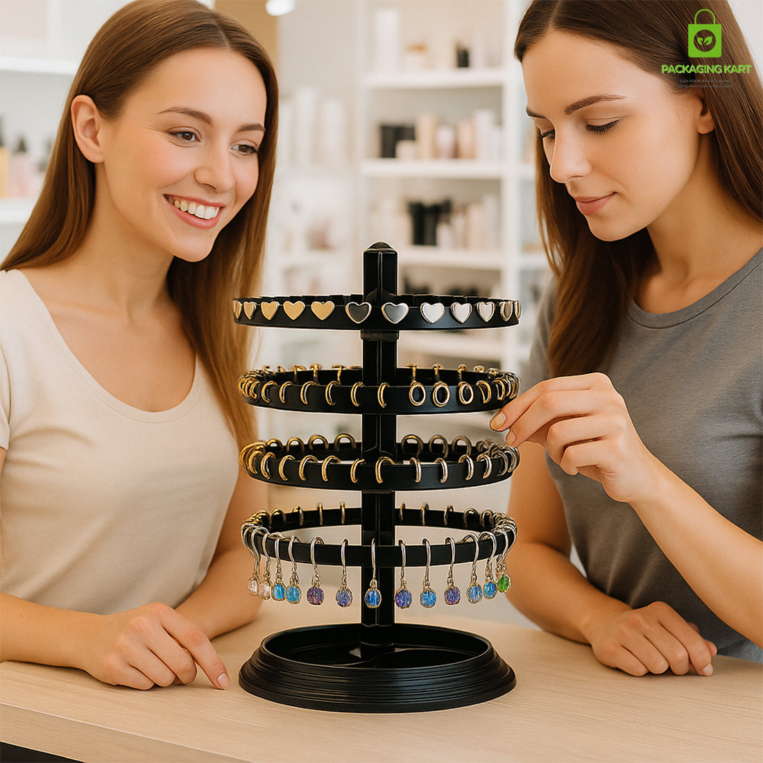 Rotating Round Plastic Stand for Earrings & Studs