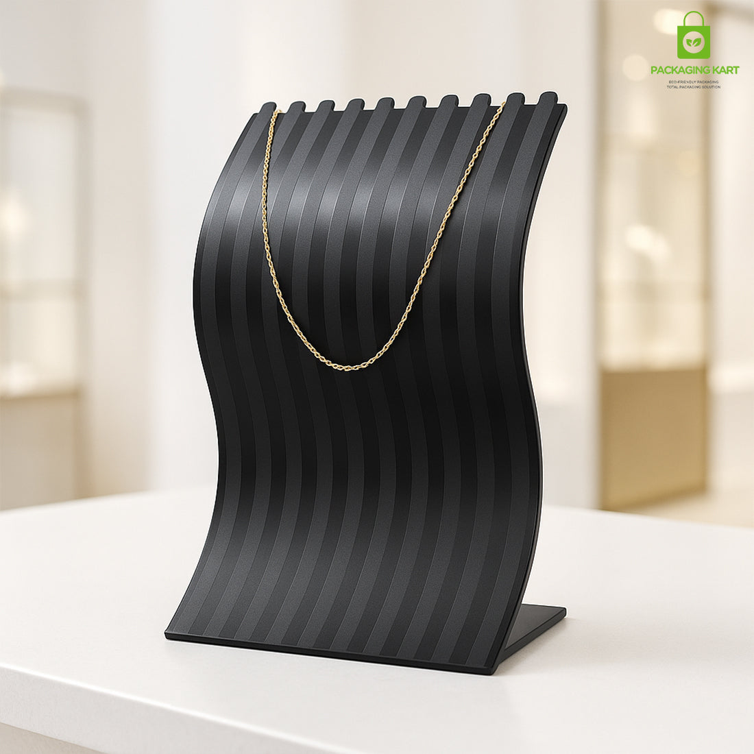 Elegant Curved Chain Mala Stand – Premium Necklace & Mala Display Organizer