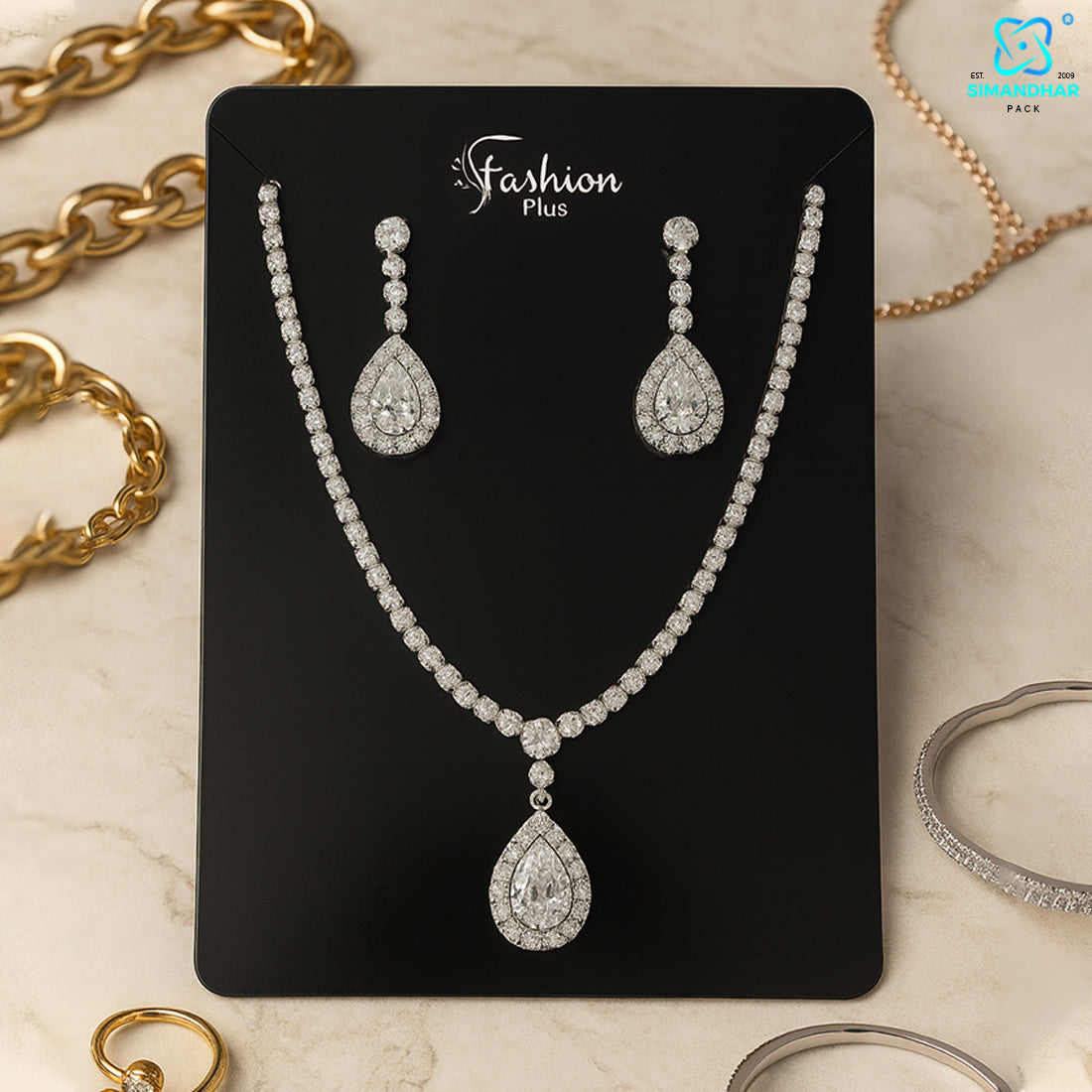 Transparent Plastic JewelaBlack Jewellery Display Card – Plastic Set Card for Earrings & Necklacelery Storage Box with Soft White Cushion Cotton Padding for Protection (Copy)