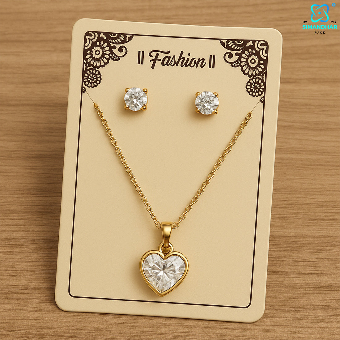 Elegant Cream Fashion Jewellery Set Card – Necklace & Earrings Holder