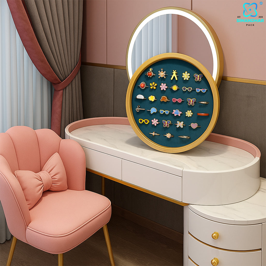Luxury Circular Velvet Ring Organizer