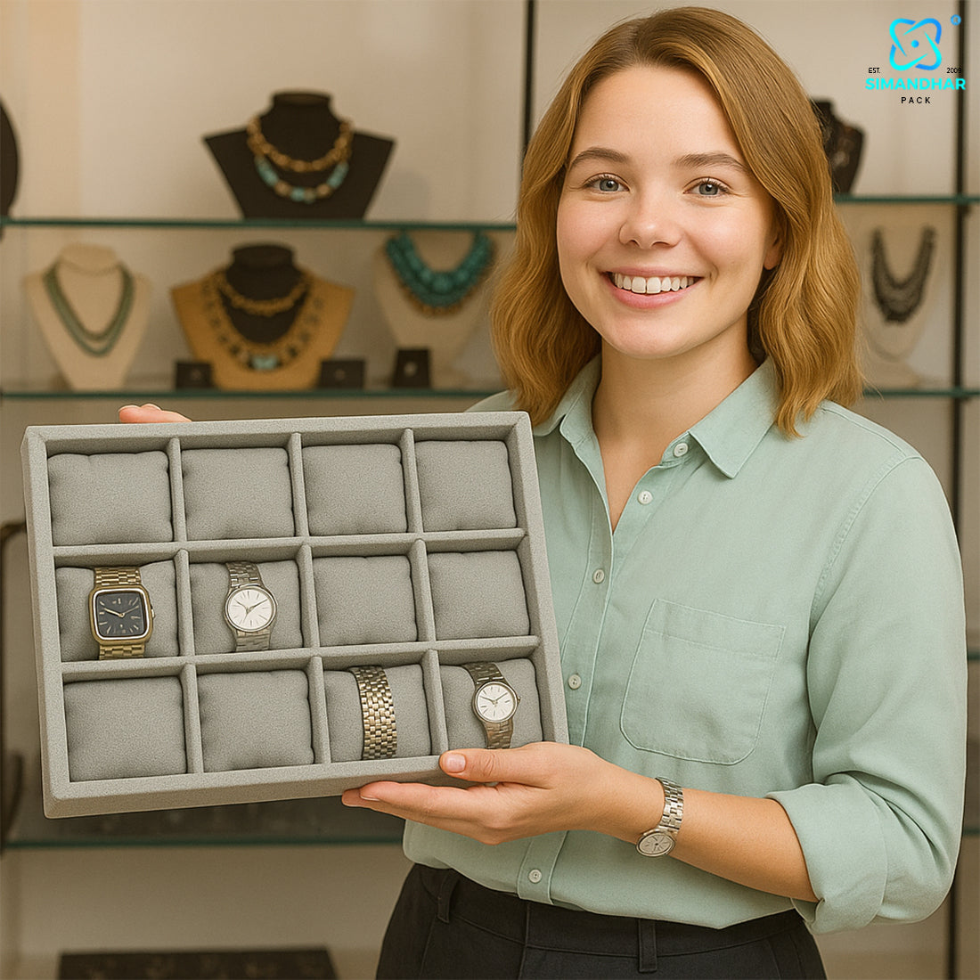 Premium Watch, Kada & Bracelet Cushion Tray for Jewellery Display