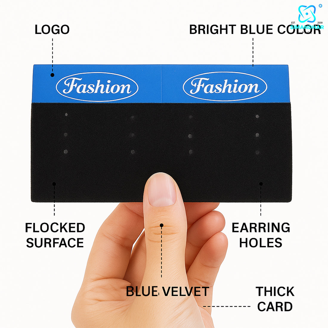 Elegant Blue Velvet Earrings Display Card for Retail & Gifting