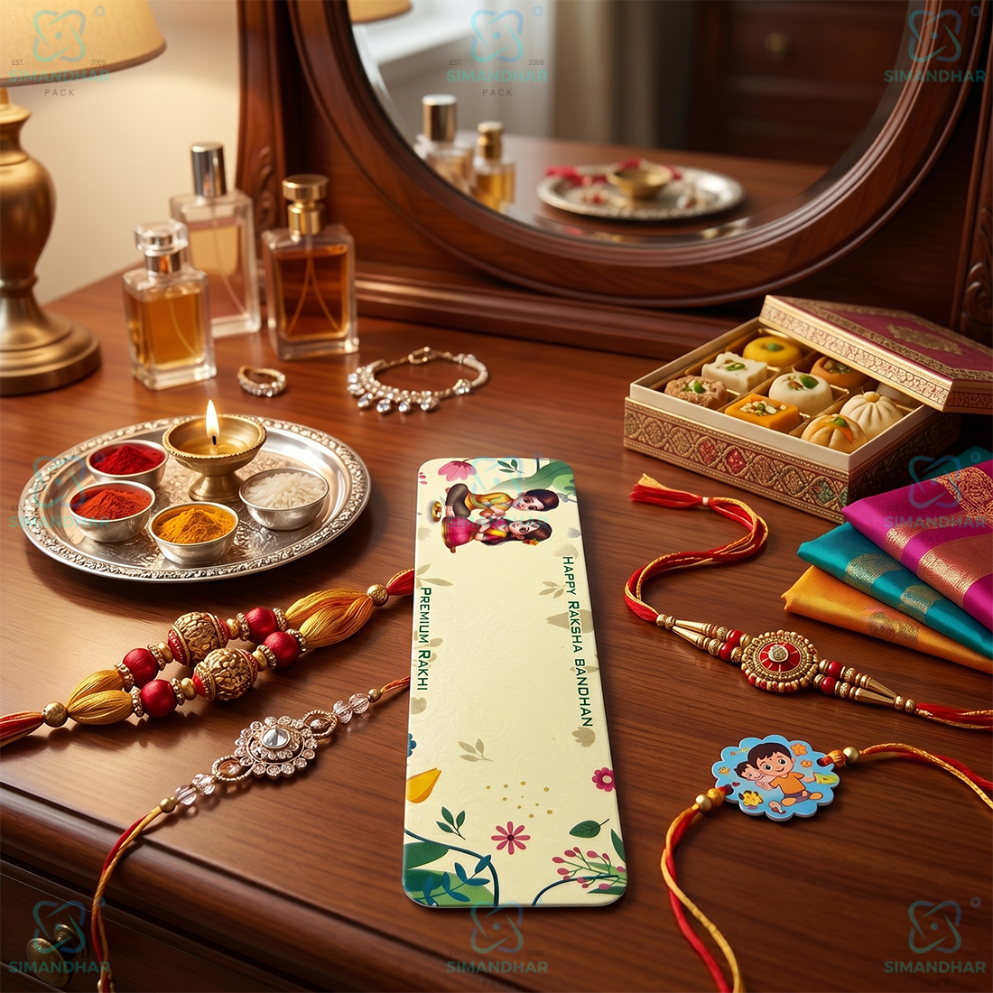 Luxury Rakhi Greeting Card with Traditional Indian Design