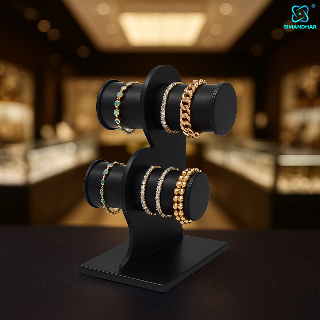 white,Black Plastic 2 Step Jewelry Bangle Display Stand Holder For Jewelry Storage And Jewelry Shop