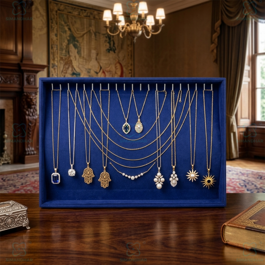 Luxury Velvet Chain Tray for Necklace & Pendant Display