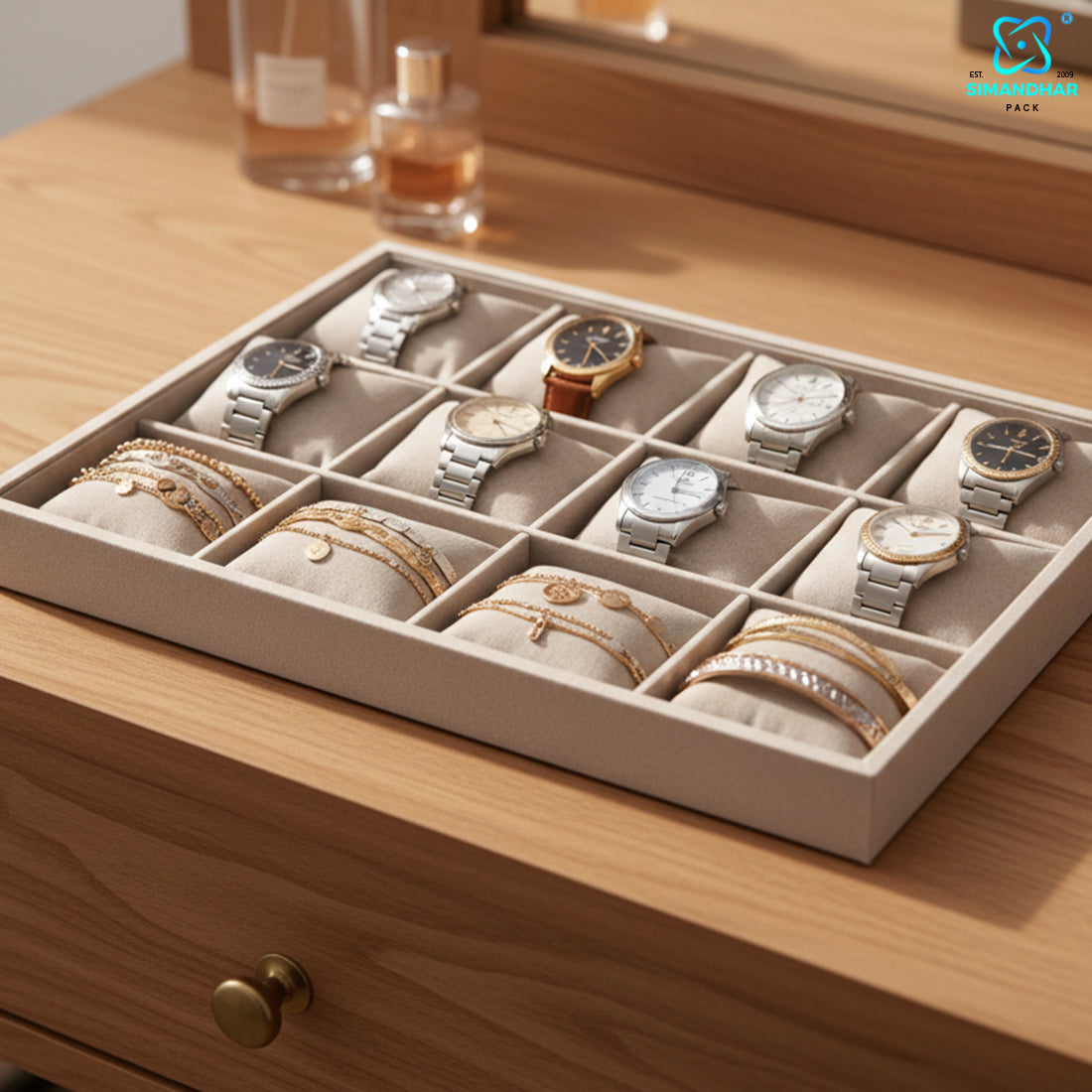 Premium Watch, Kada & Bracelet Cushion Tray for Jewellery Display