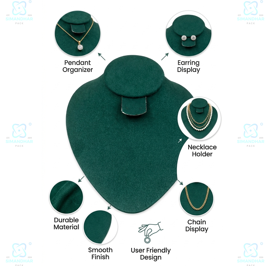 Velvet Jewellery Display Dummy for Necklaces & Pendants