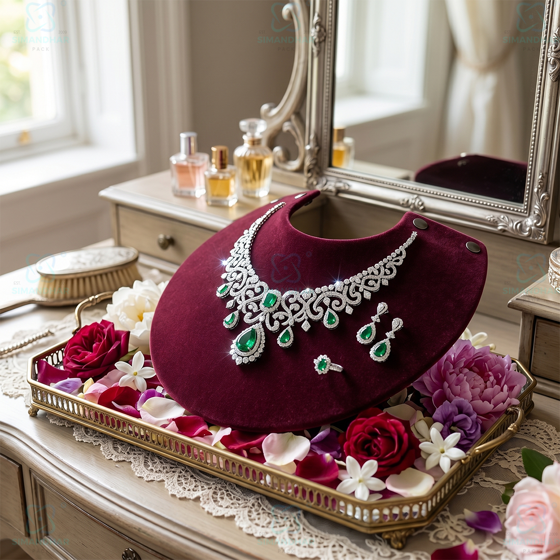 Premium Quality Leather Velvet Foldable Necklace Statue for Jewellery Display | Elegant Necklace Stand