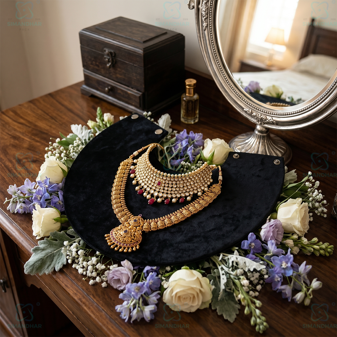Premium Quality Leather Velvet Foldable Necklace Statue for Jewellery Display | Elegant Necklace Stand