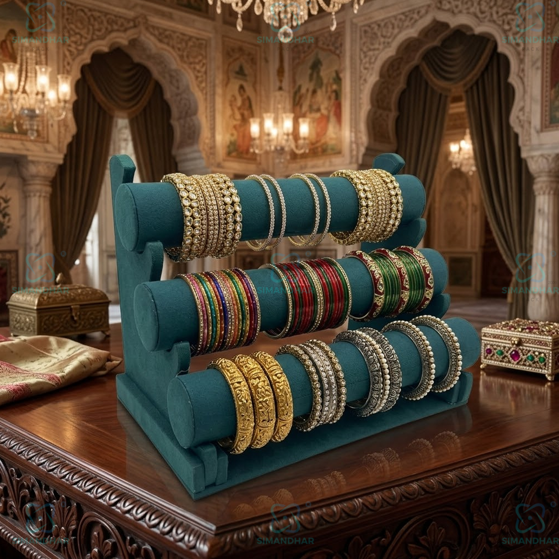 Designer Leather Velvet Necklace Set Organizer Box for Jewellery Collection