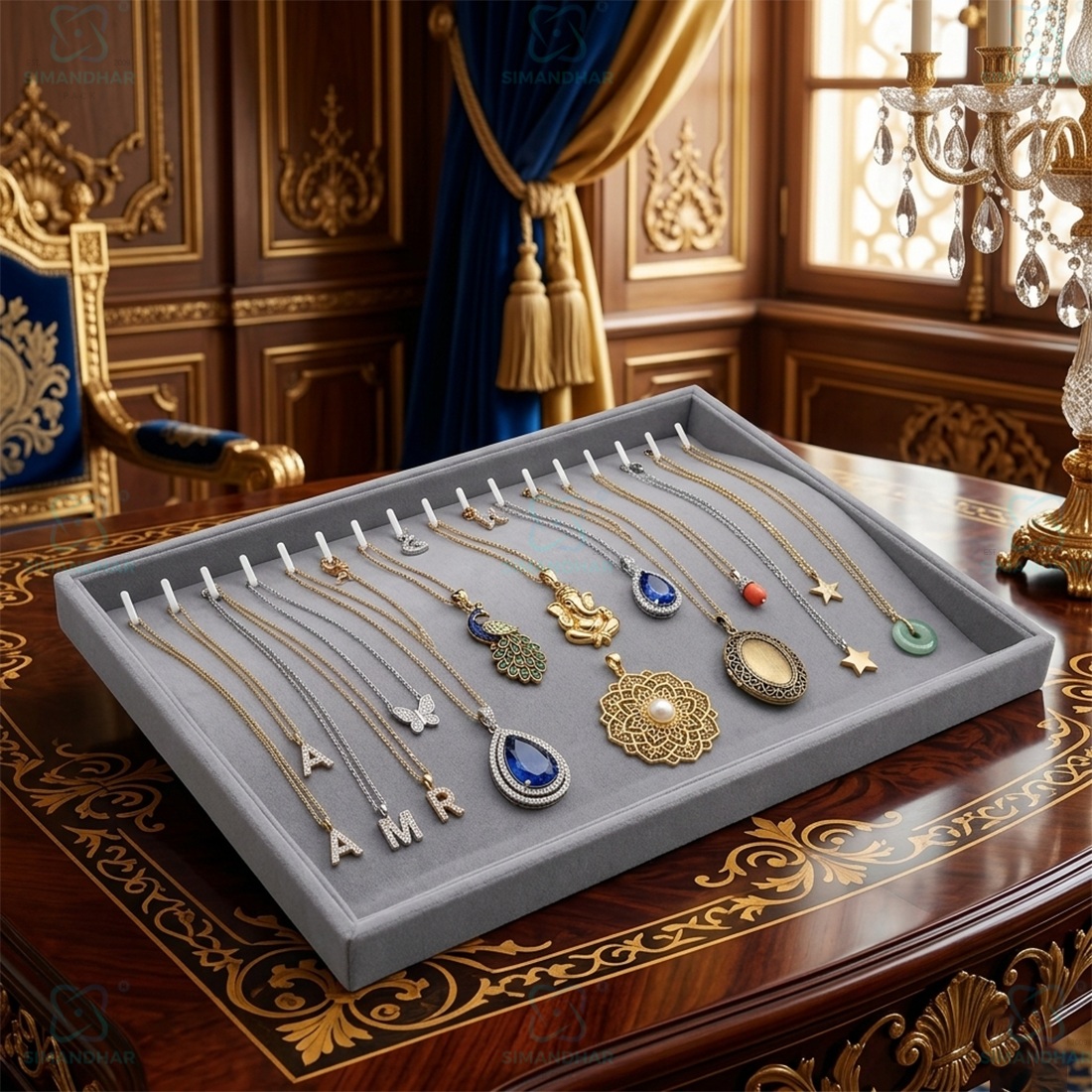 Premium Velvet Chain Tray for Jewellery Display – Elegant Organizer
