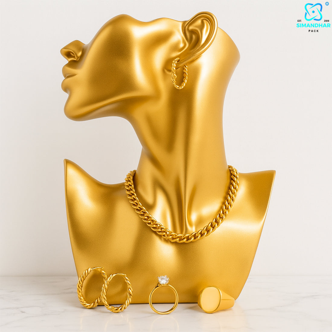 Premium Golden Mannequin Statue for Jewellery Shops & Exhibitions