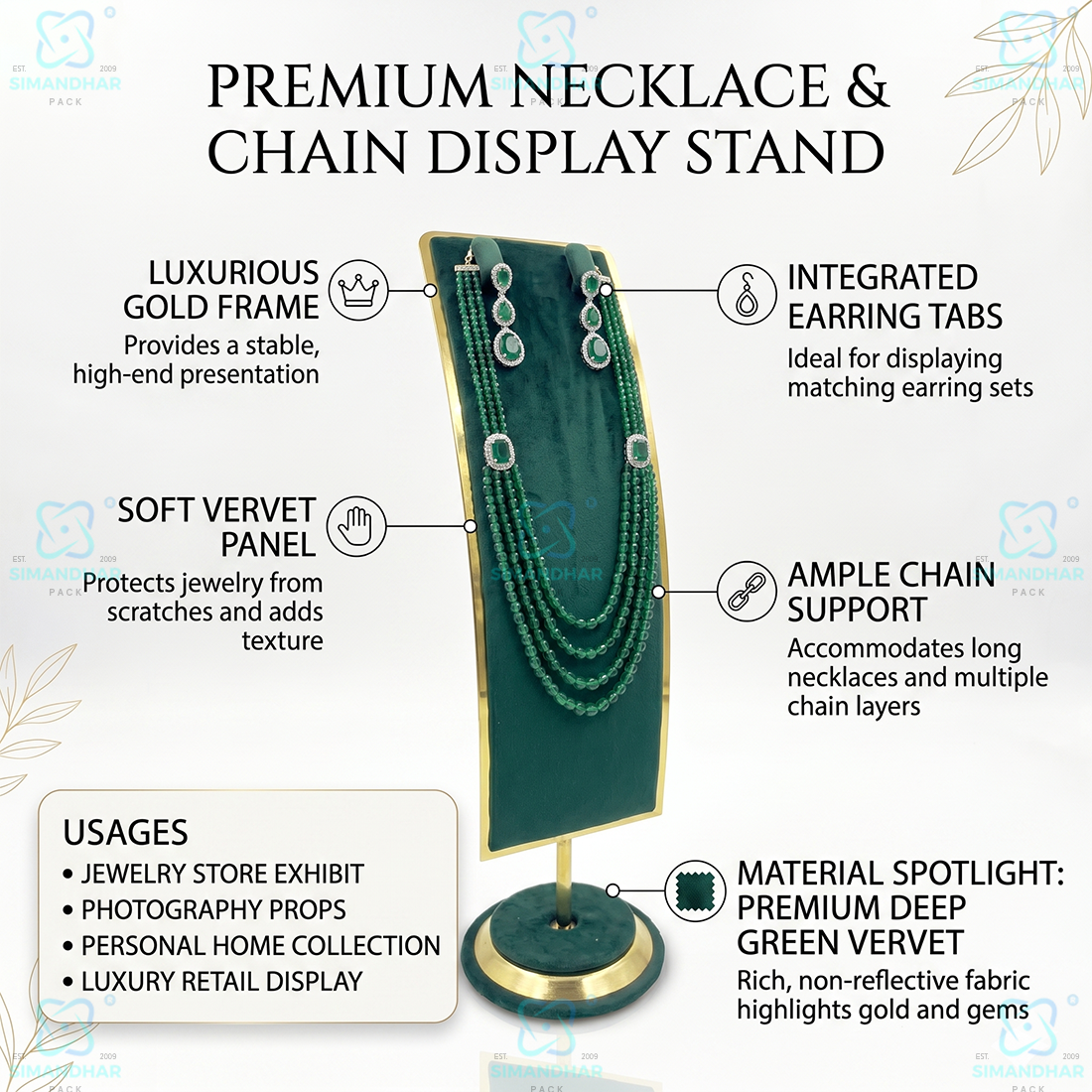 Luxury Velvet Jewellery Bust Stand for Necklace and Pendant Collection
