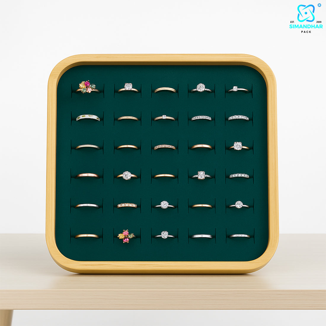 Premium Green Jewellery Ring Tray – Elegant Storage Solution
