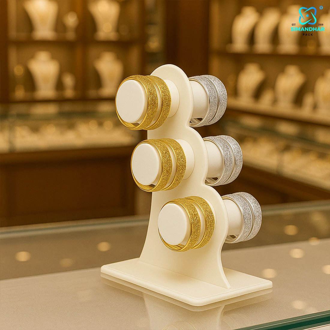 white Plastic 3 Roll Jewelry Bangle Display Stand Holder For Jewelry Storage And Jewelry Shop