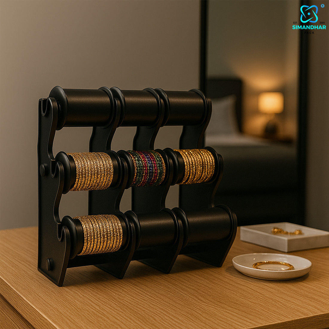 white , black Plastic 3 Roll Jewelry Bangle Display Stand Holder For Jewelry Storage And Jewelry Shop