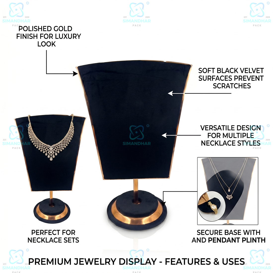 Premium Quality Velvet Jewellery Display Bust for Chains & Necklaces