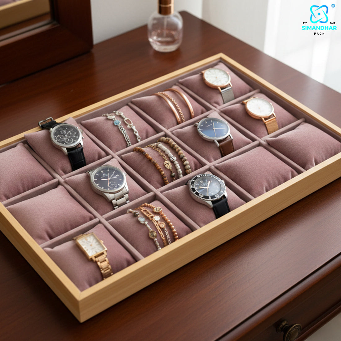 Premium Watch, Kada & Bracelet Cushion Tray for Jewellery Display