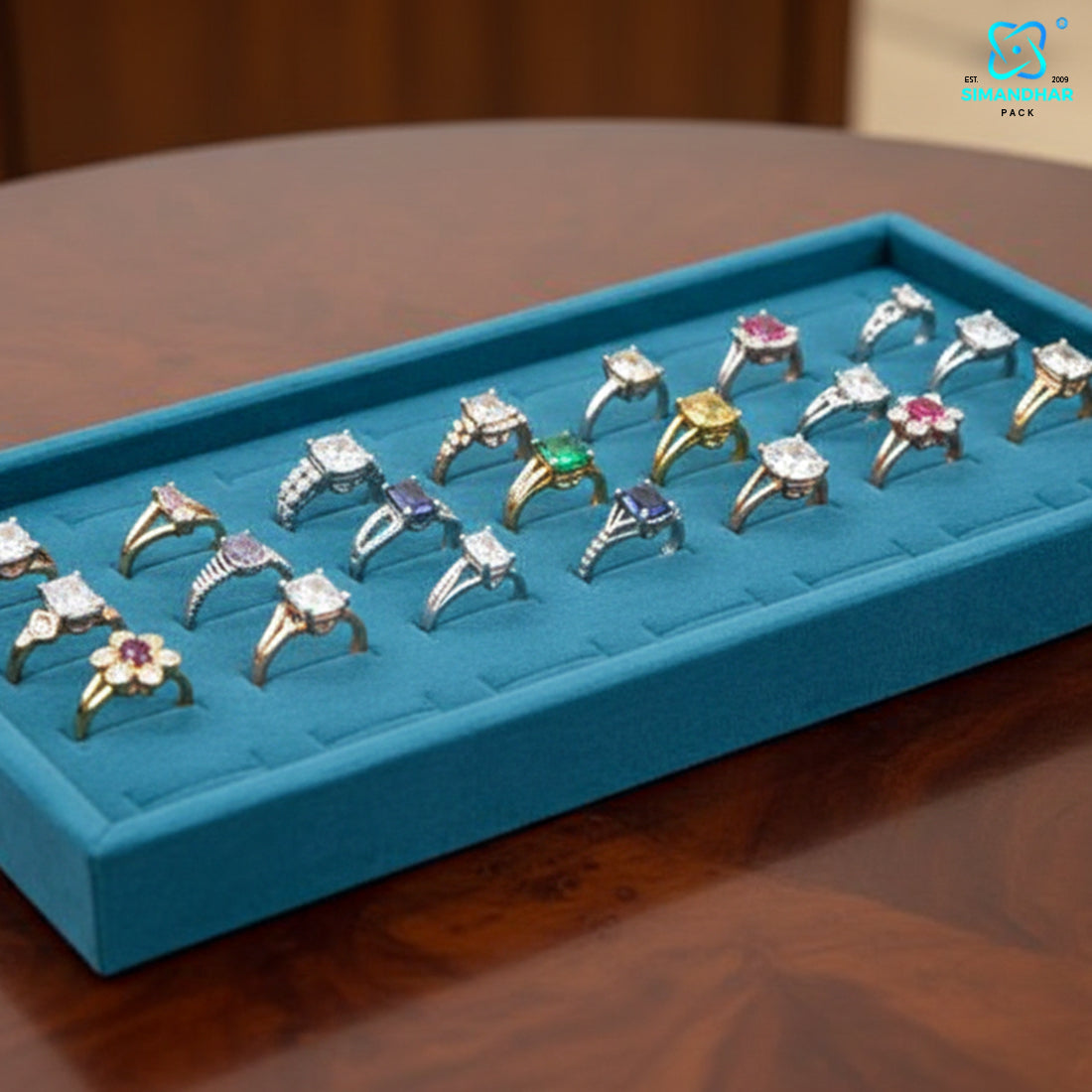Luxury Velvet Ring Display Tray for Jewellery Showcase