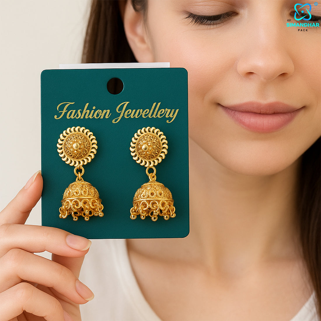 Green Stud Earrings Display Cards – Clean & Minimalist Jewelry Holder