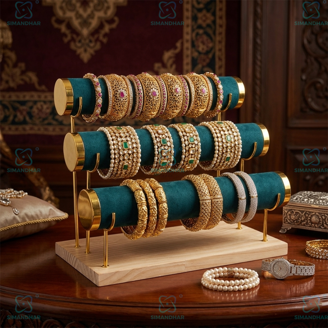 Luxury Velvet Bangle Stand for Shop & Home Jewellery Display