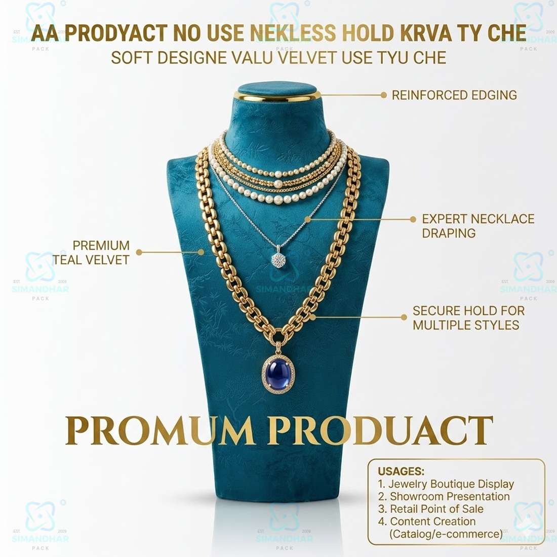 Premium Velvet Necklace Set Storage Case with Leather Exterior for Women