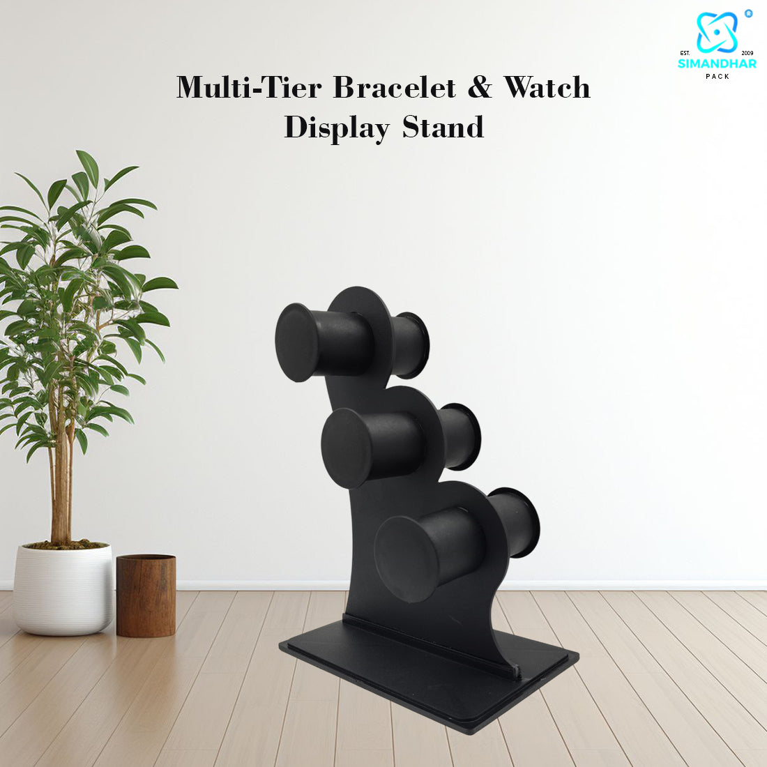 Black Plastic 3 Roll Jewelry Bangle Display Stand Holder For Jewelry Storage And Jewellery Shop