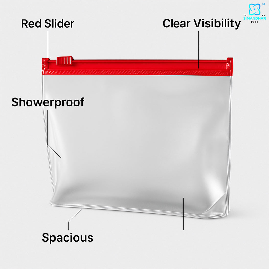 Red Clear Jewelry Pouch – Transparent Zip Bag for Earrings, Rings & Gifts